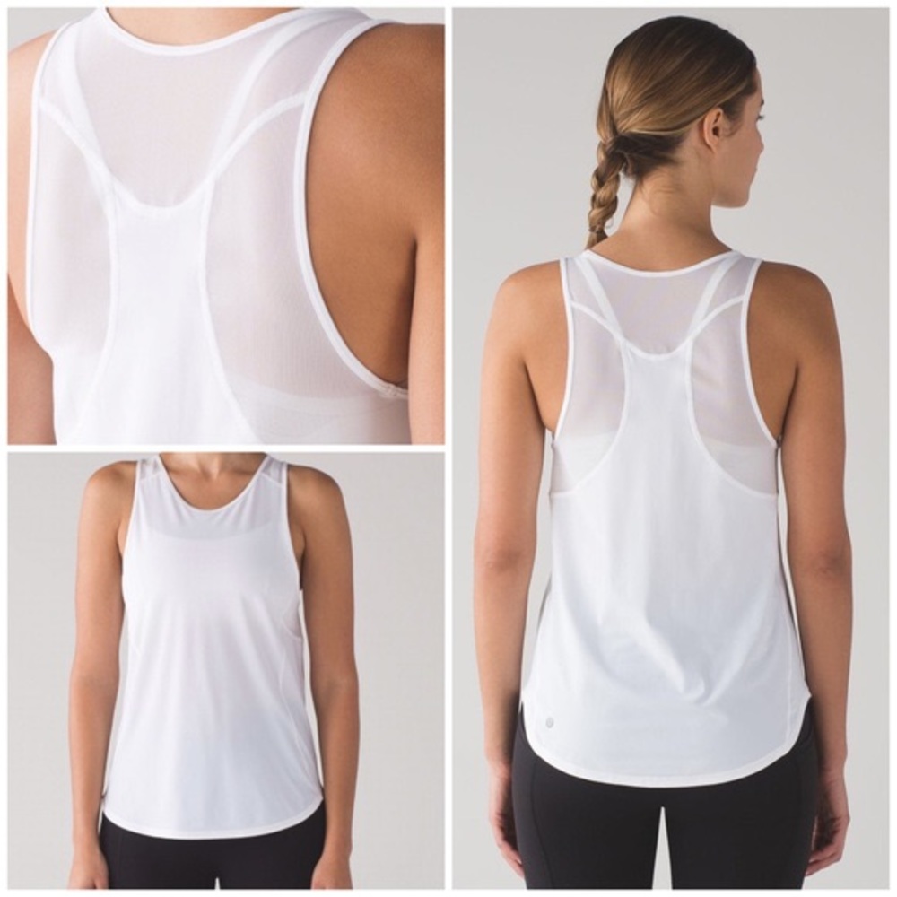 Lululemon White Mesh Sculpt Tank II